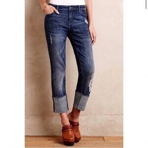 Pilcro and the Letterpress Hypnen Mid Rise Cuff Straight Leg Jeans Size 28